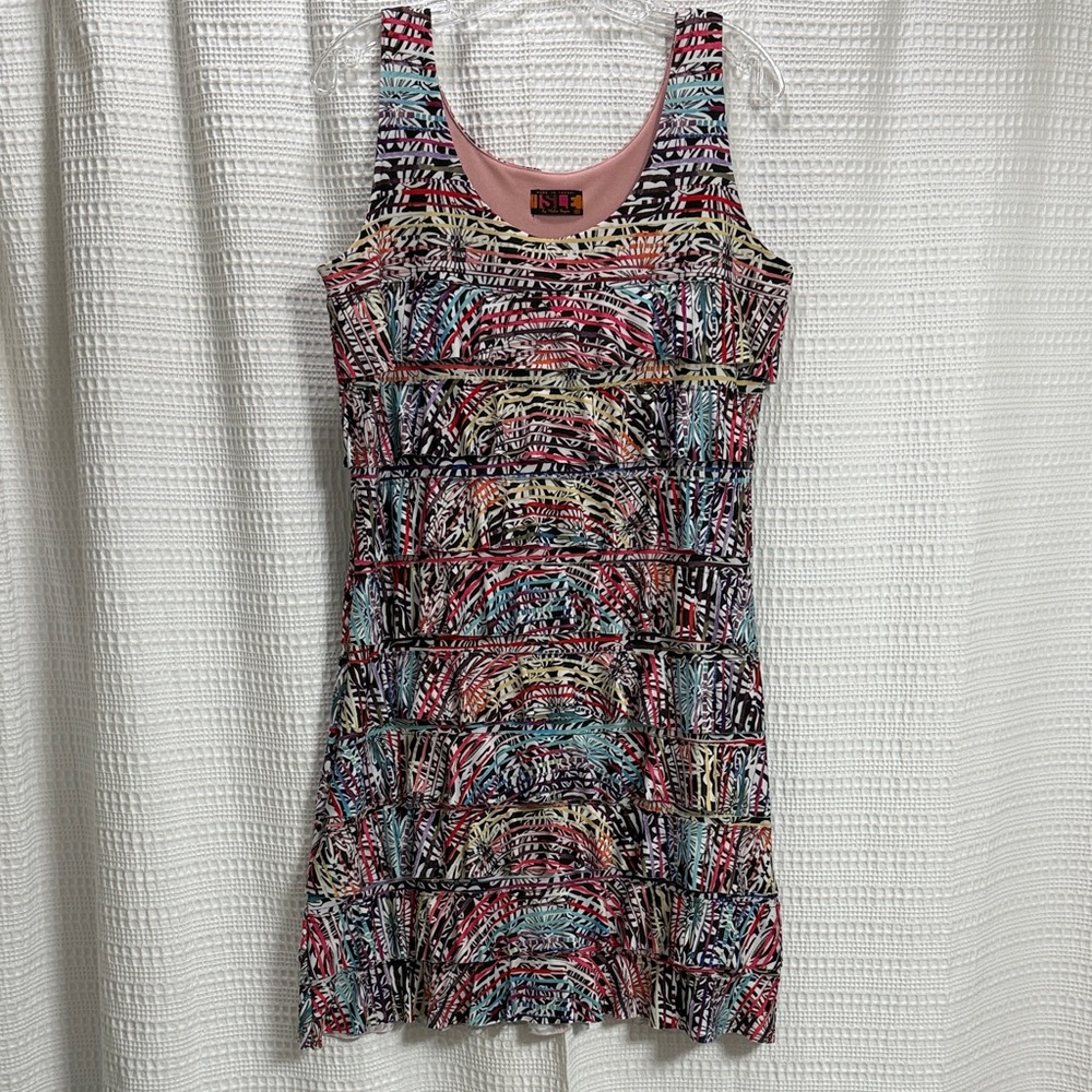 Vibrant Isle by Melis Kozan Sleeveless ruffle Mini Dress Cruise Resortwear Vacay